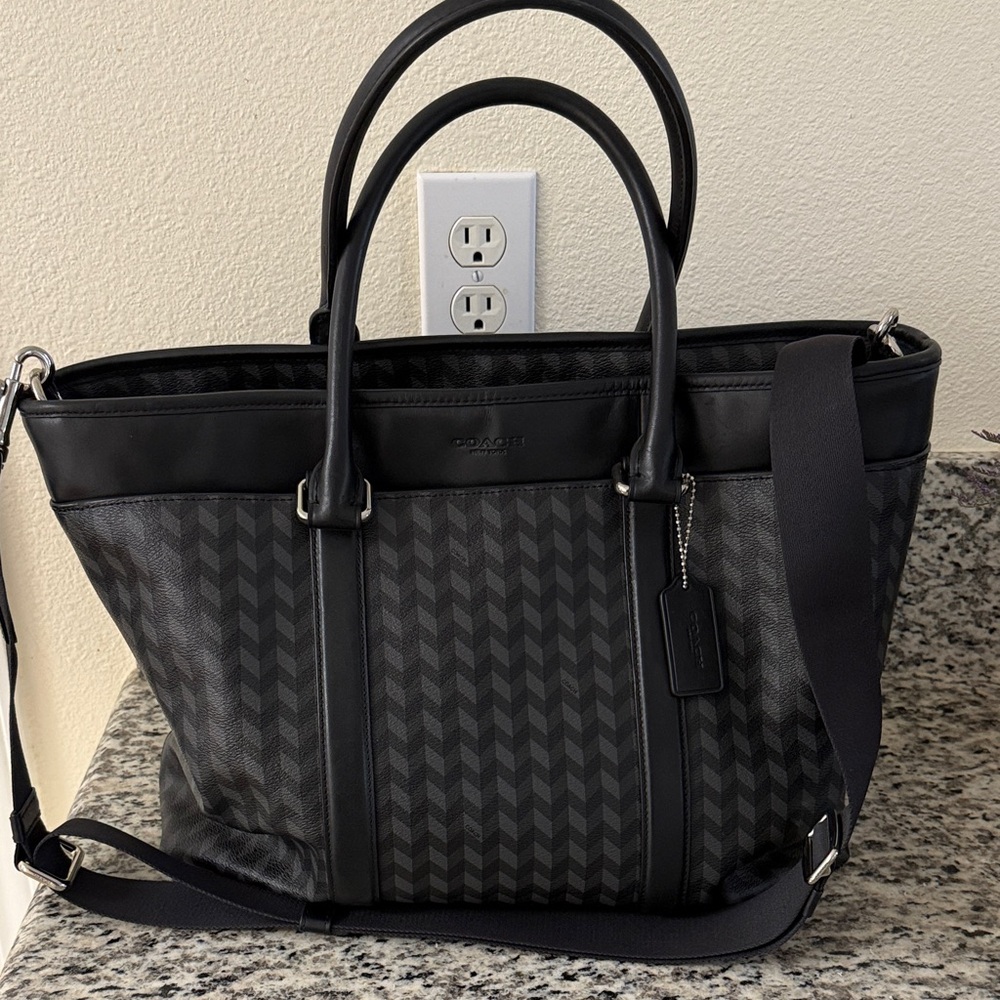 Coach Black and Gray Chevron Tote